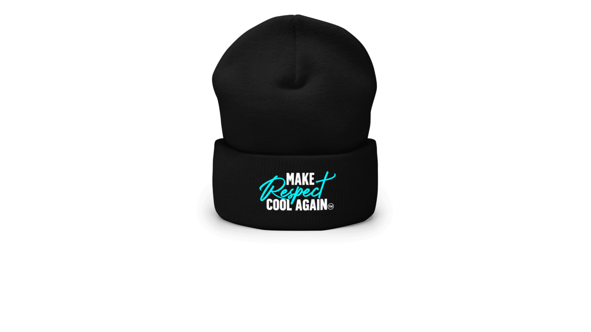 Make Respect Cool Again Blue Lettered Cuffed Beanie